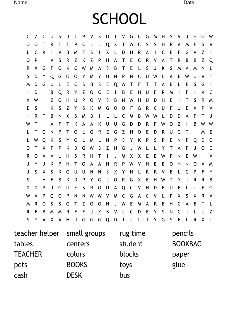 SCHOOL  Word Search