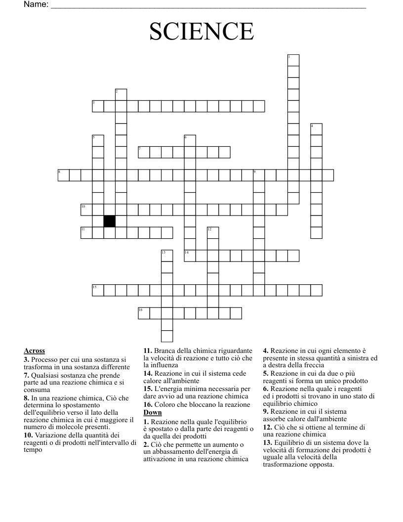 SCIENCE Crossword