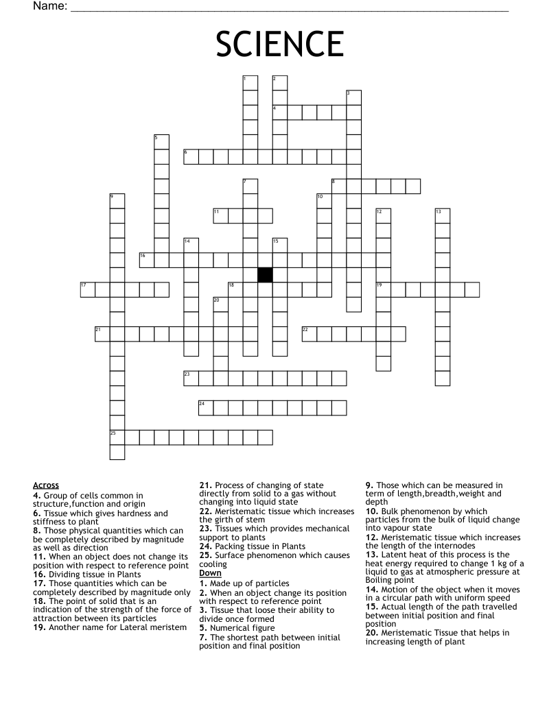 SCIENCE Crossword