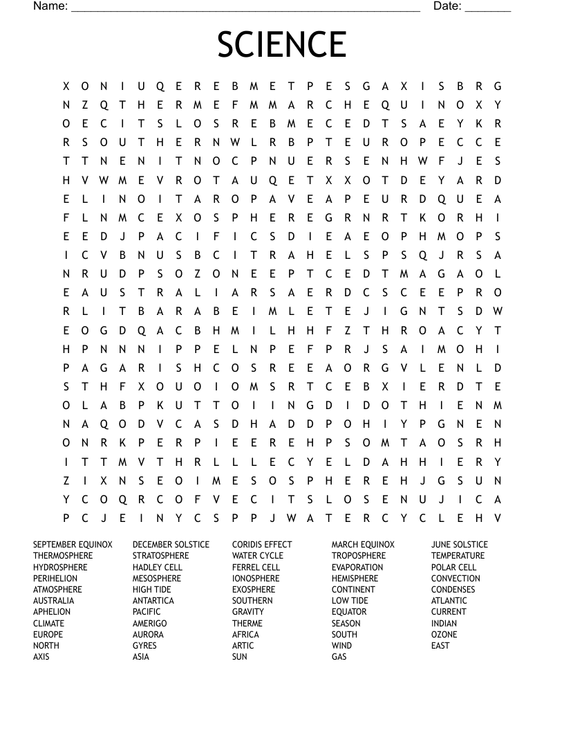 SCIENCE Word Search