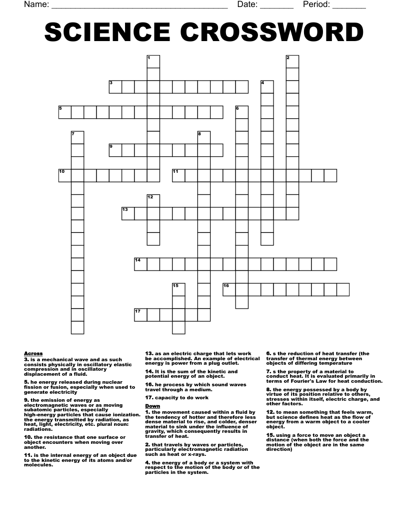 SCIENCE CROSSWORD