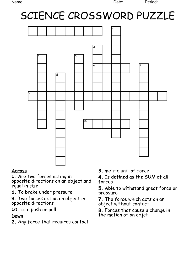 SCIENCE CROSSWORD PUZZLE