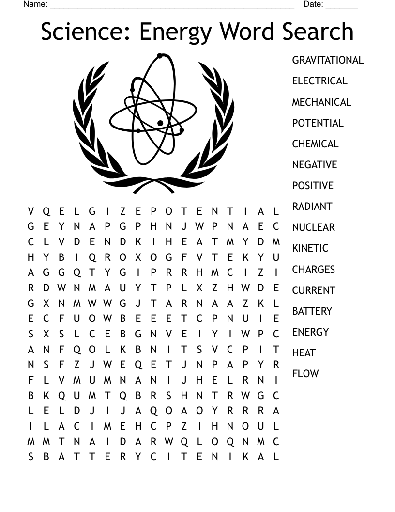 Science: Energy Word Search