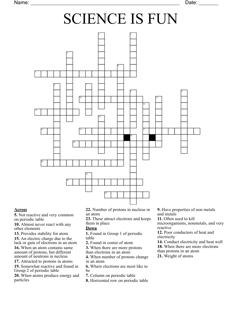 SCIENCE IS FUN Crossword