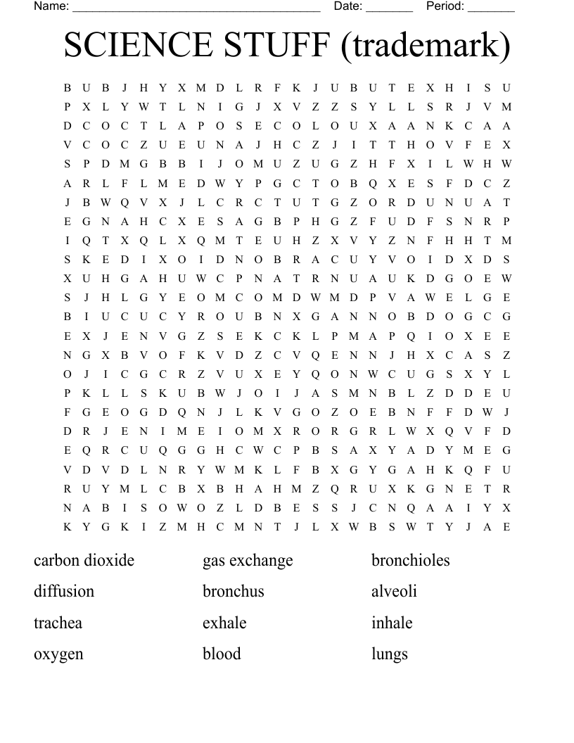 SCIENCE STUFF (trademark) Word Search