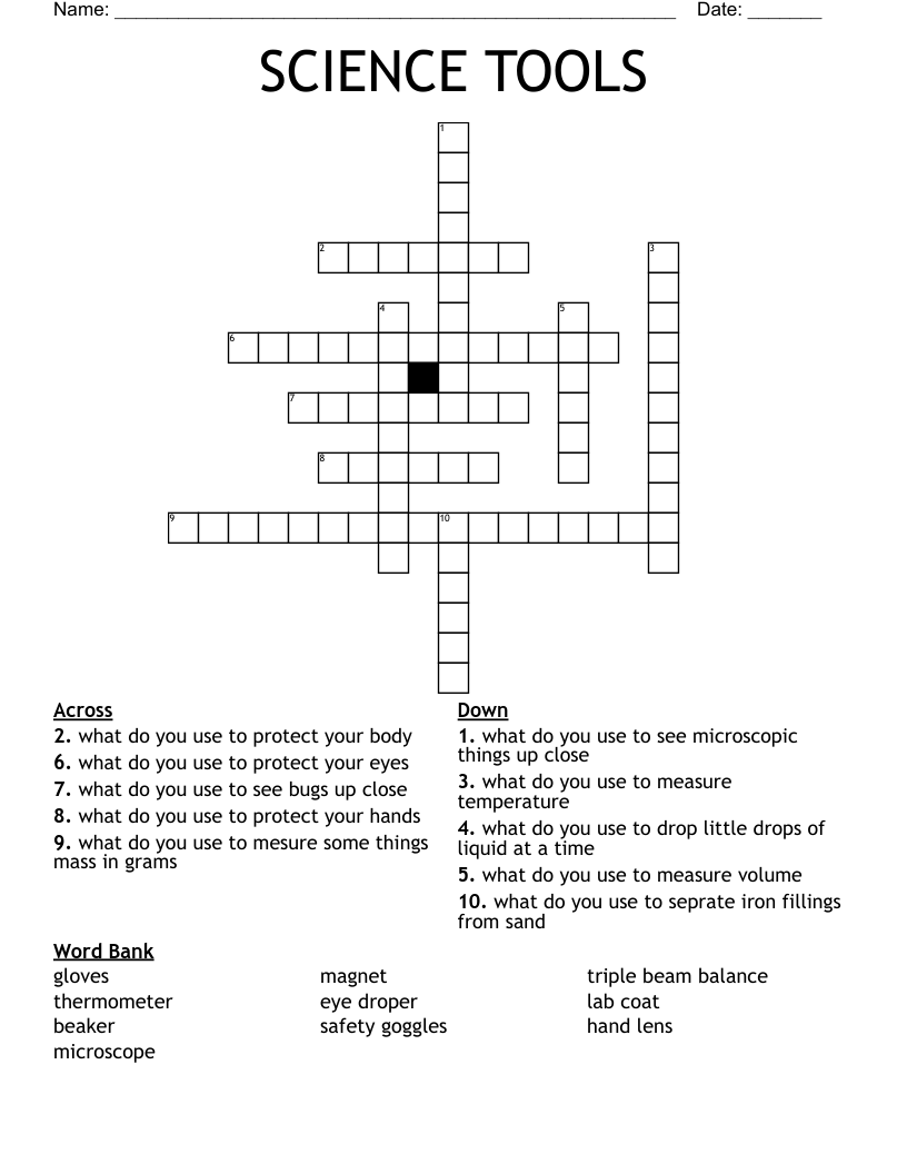 SCIENCE TOOLS Crossword