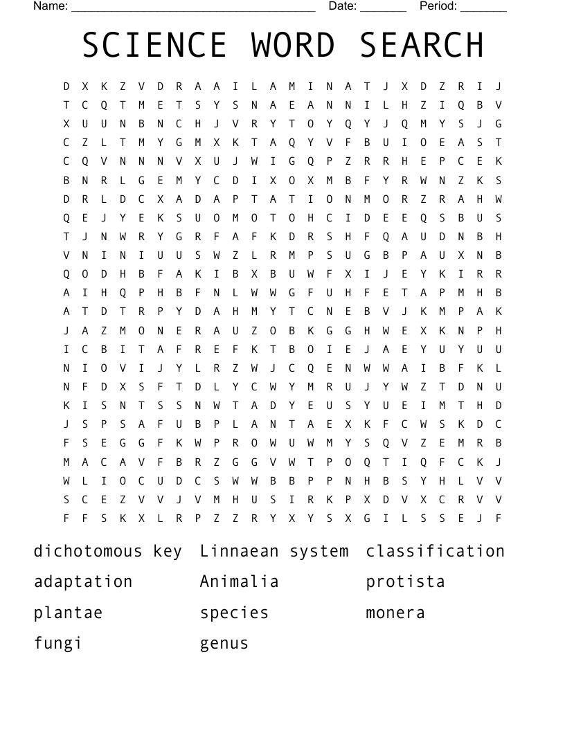 SCIENCE WORD SEARCH 