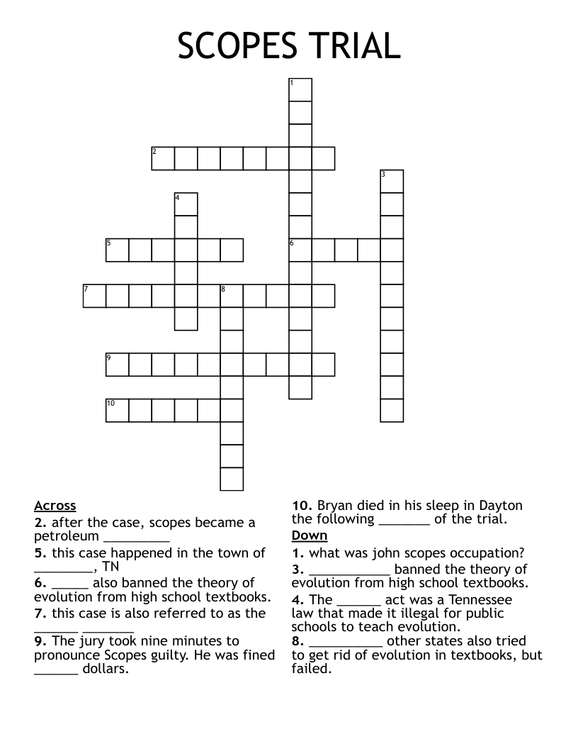 SCOPES TRIAL Crossword