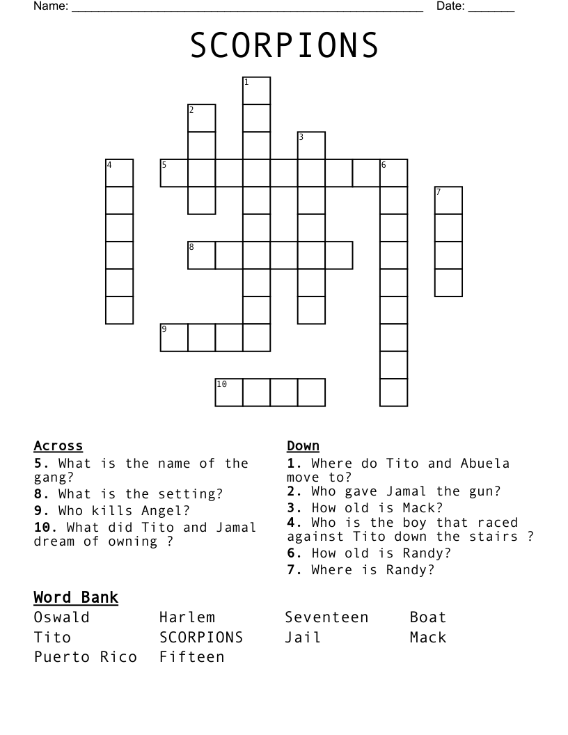 SCORPIONS Crossword