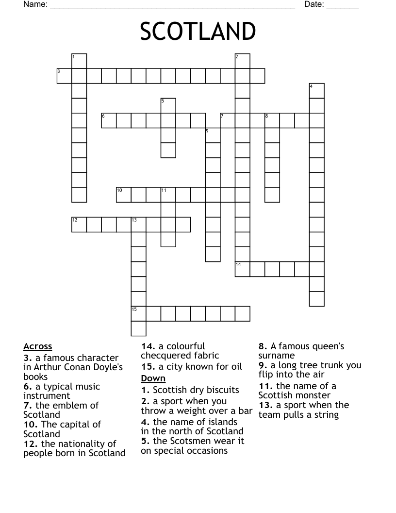 SCOTLAND Crossword
