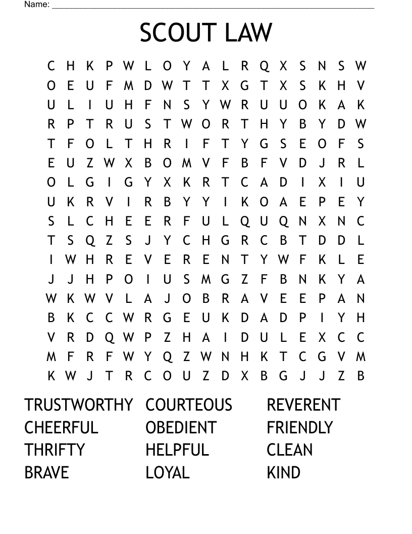SCOUT LAW Word Search