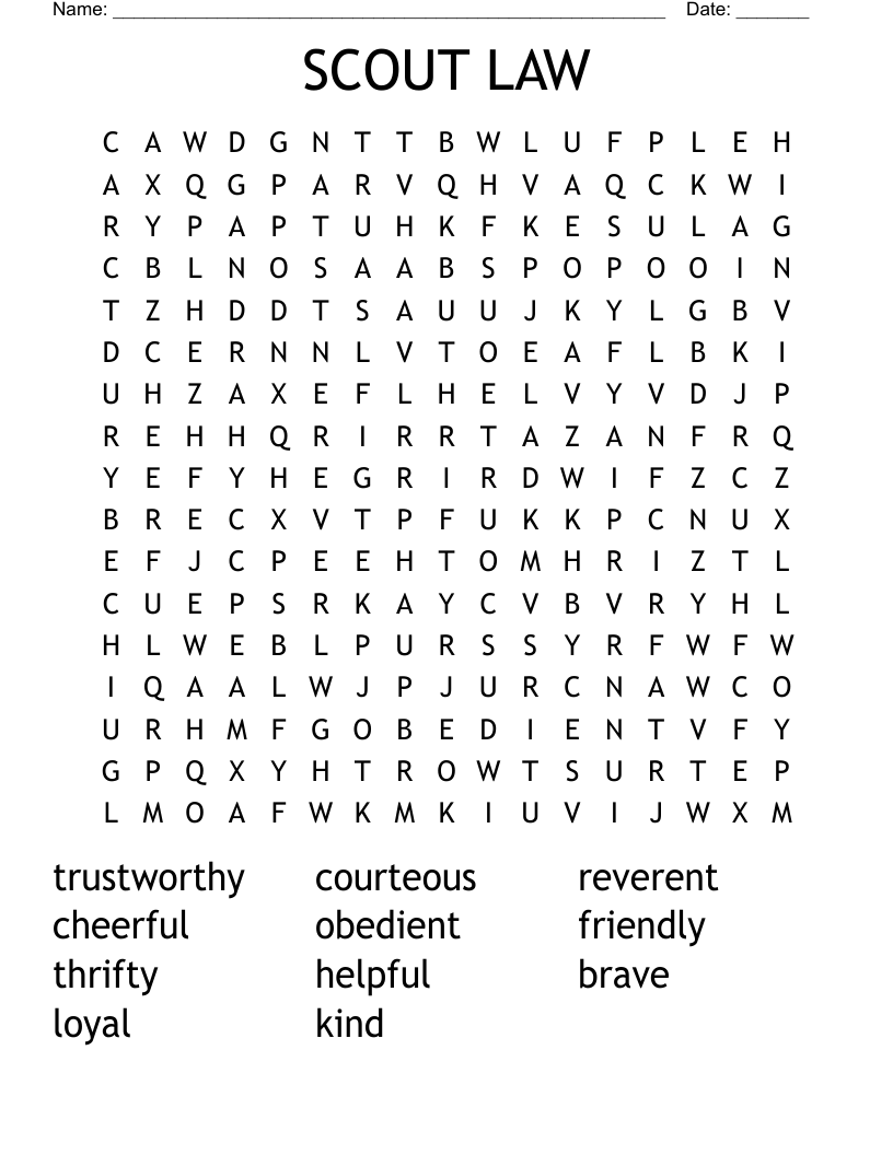 SCOUT LAW Word Search