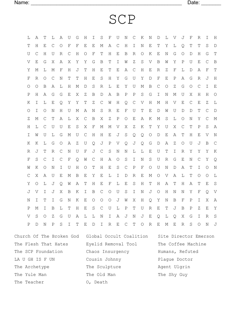 SCP  Word Search
