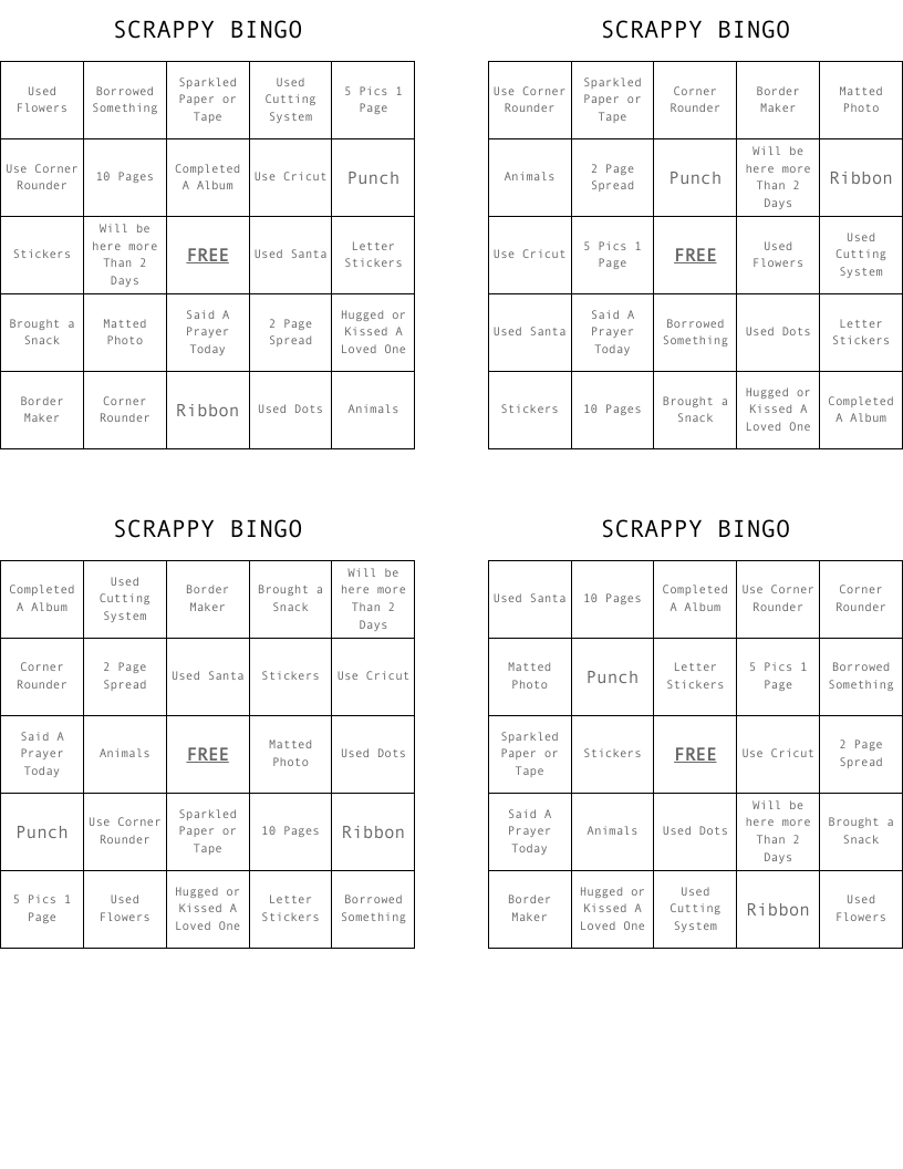 SCRAPPY BINGO