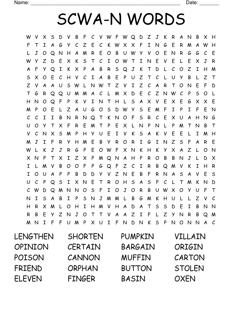 SCWA-N WORDS Word Search