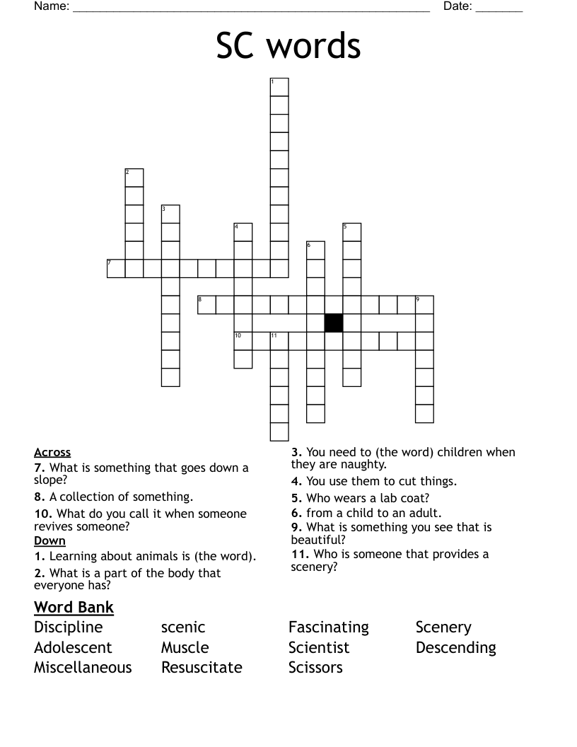 SC words Crossword