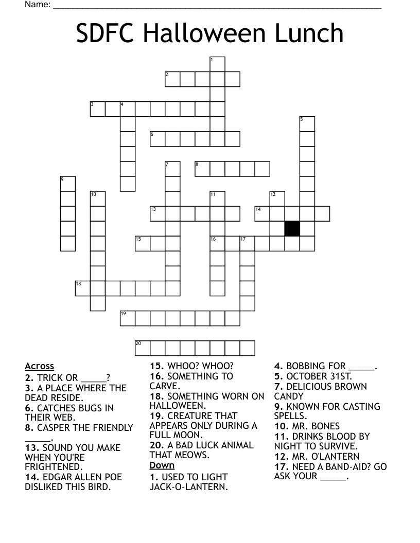SDFC Halloween Lunch Crossword