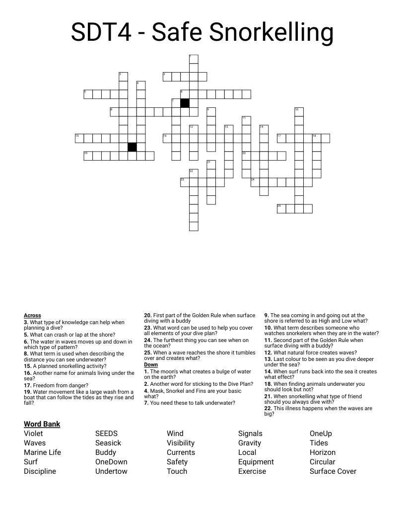 SDT4 - Safe Snorkelling Crossword
