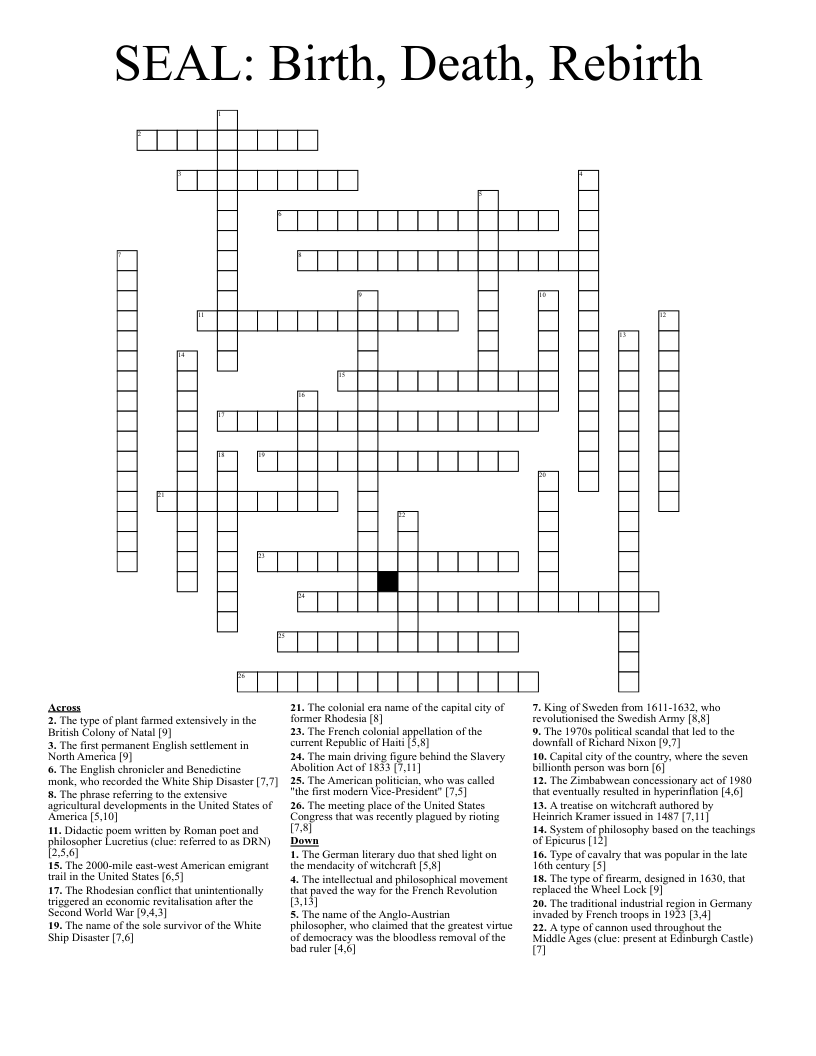 SEAL: Birth, Death, Rebirth Crossword