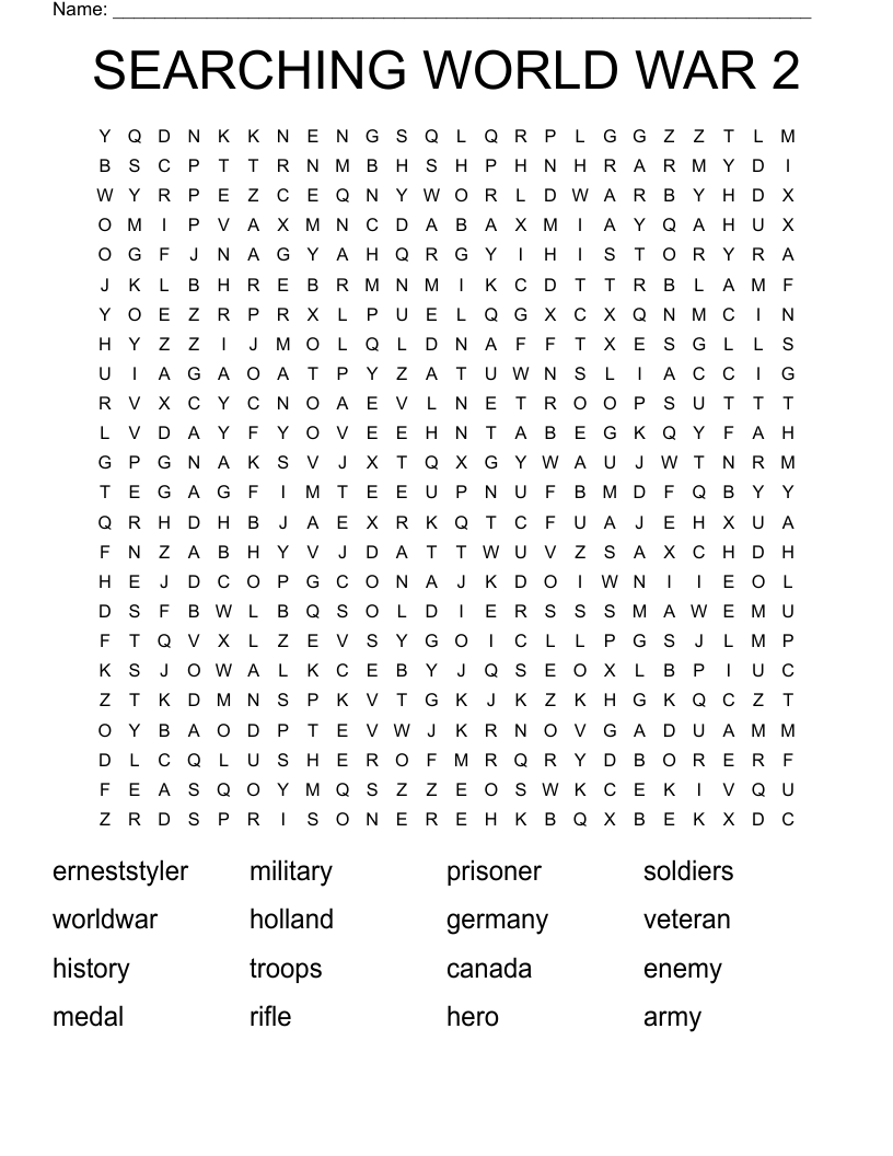 SEARCHING WORLD WAR 2 Word Search