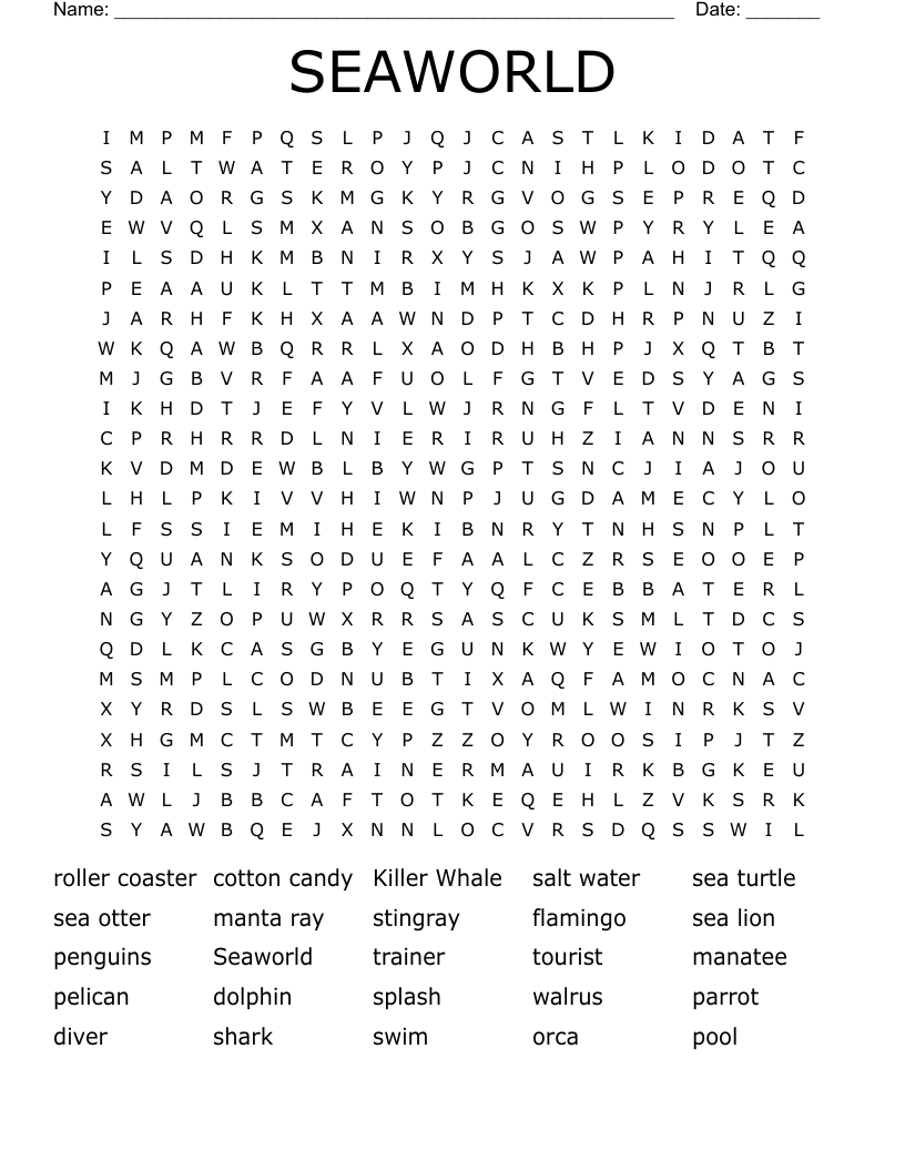 SEAWORLD Word Search