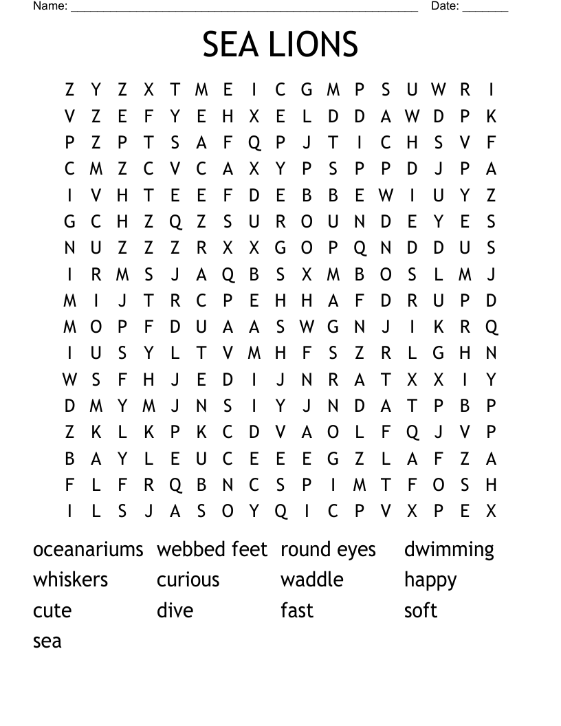 SEA LIONS Word Search