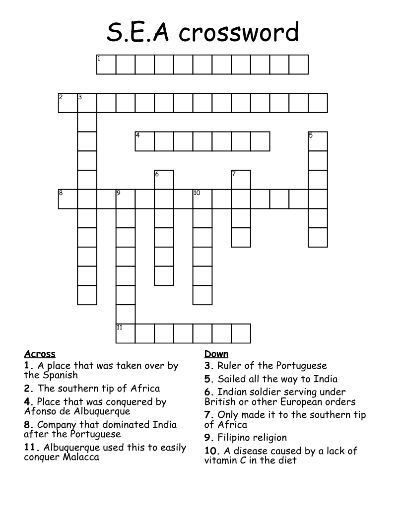S.E.A crossword