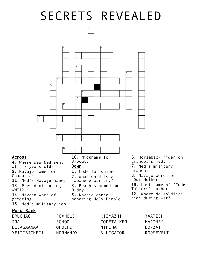 SECRETS REVEALED Crossword