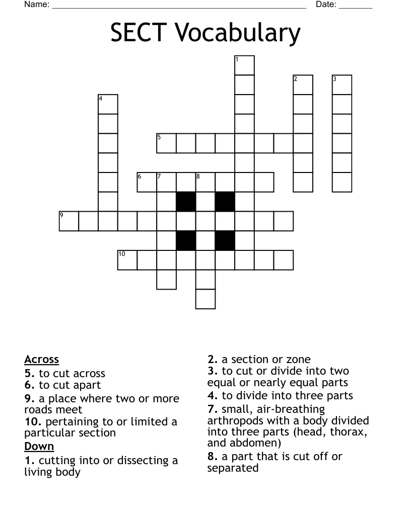SECT Vocabulary Crossword