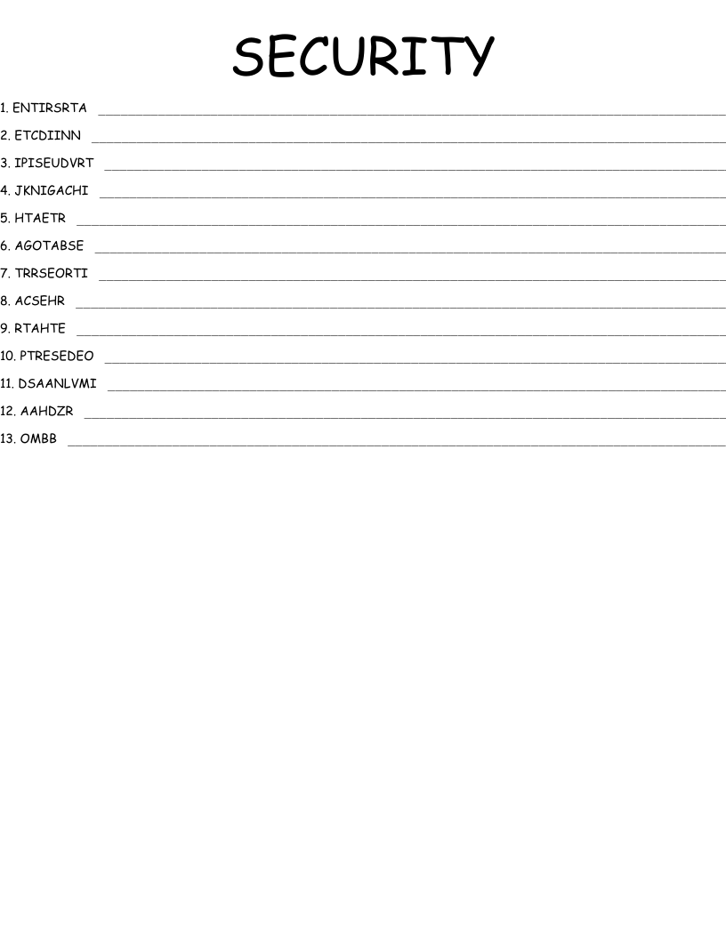 SECURITY Word Scramble