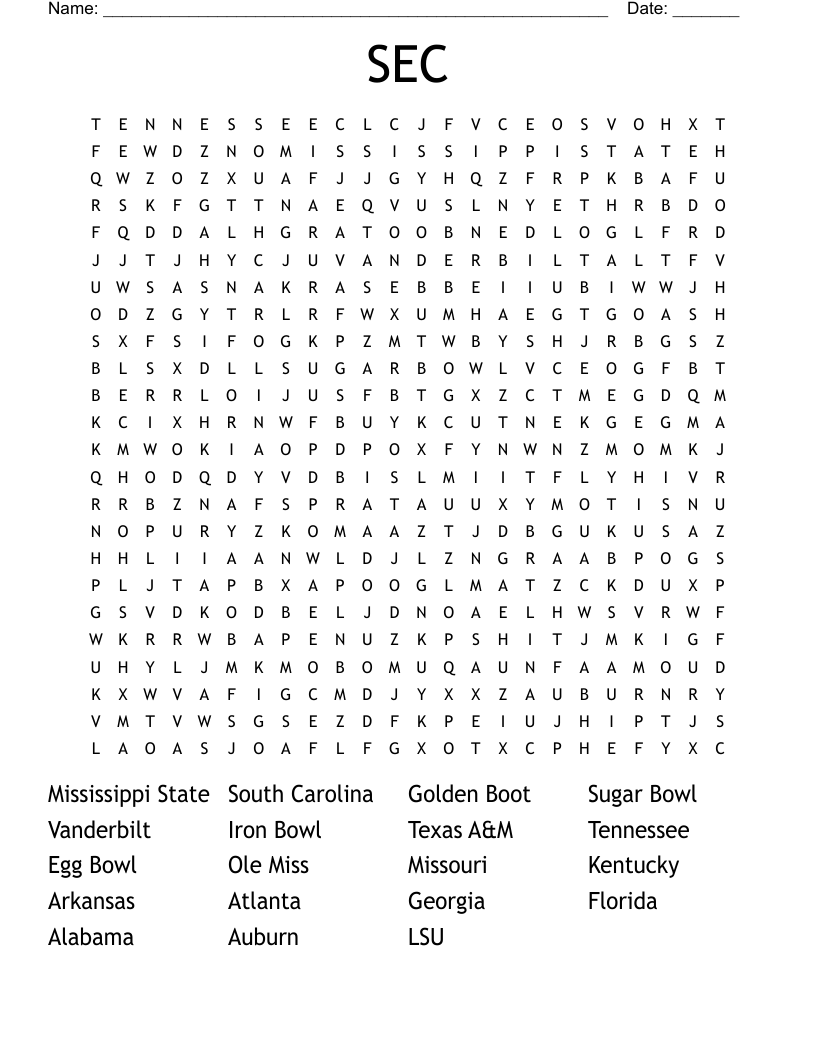 SEC Word Search