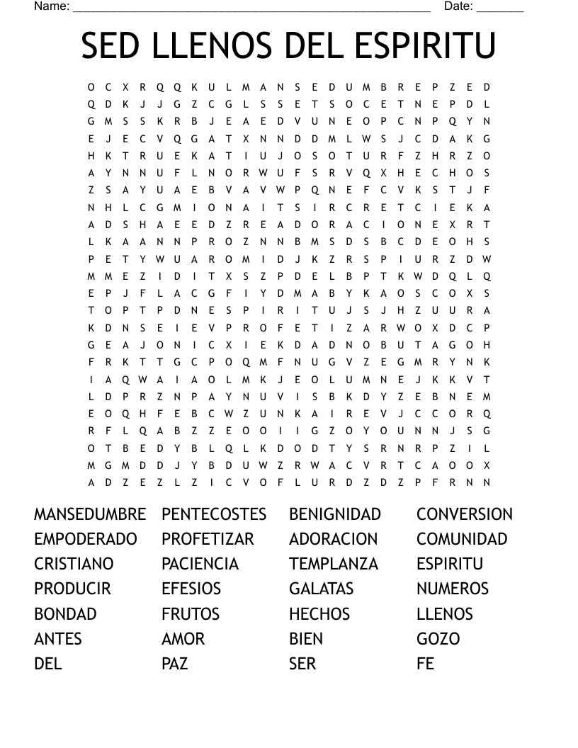 SED LLENOS DEL ESPIRITU Word Search