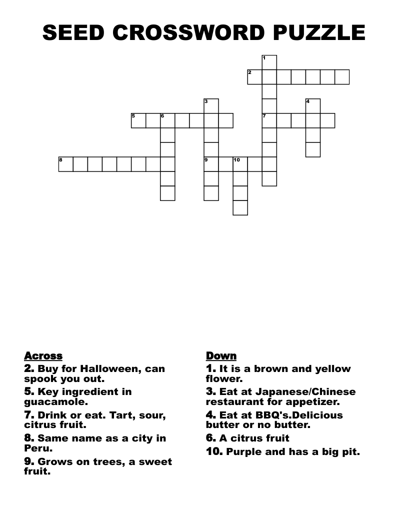 SEED CROSSWORD PUZZLE
