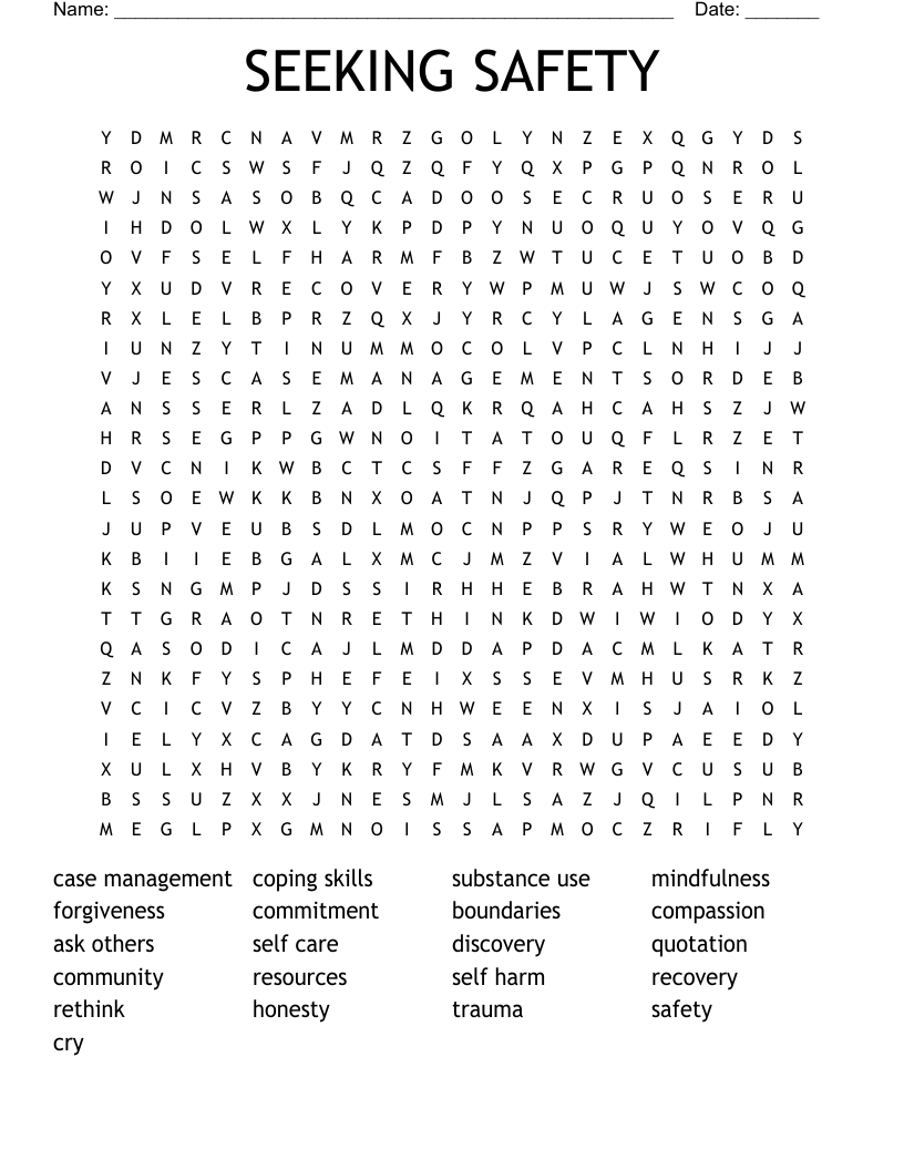 SEEKING SAFETY Word Search