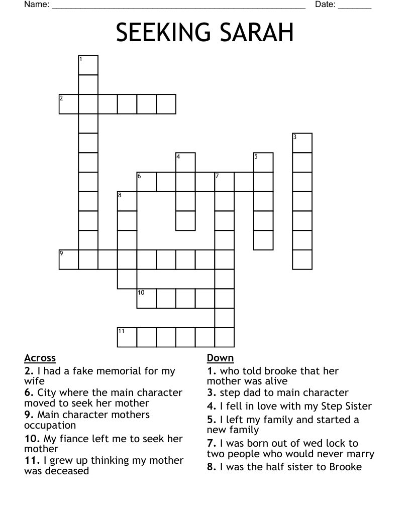 SEEKING SARAH Crossword