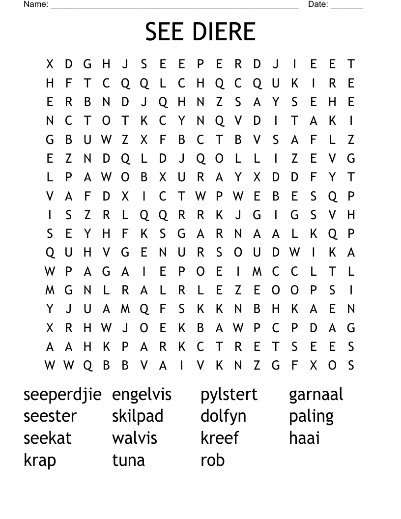 SEE DIERE Word Search