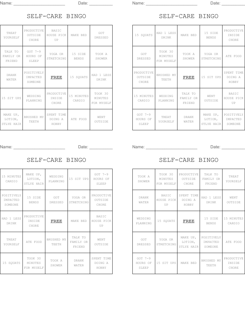 SELF-CARE BINGO