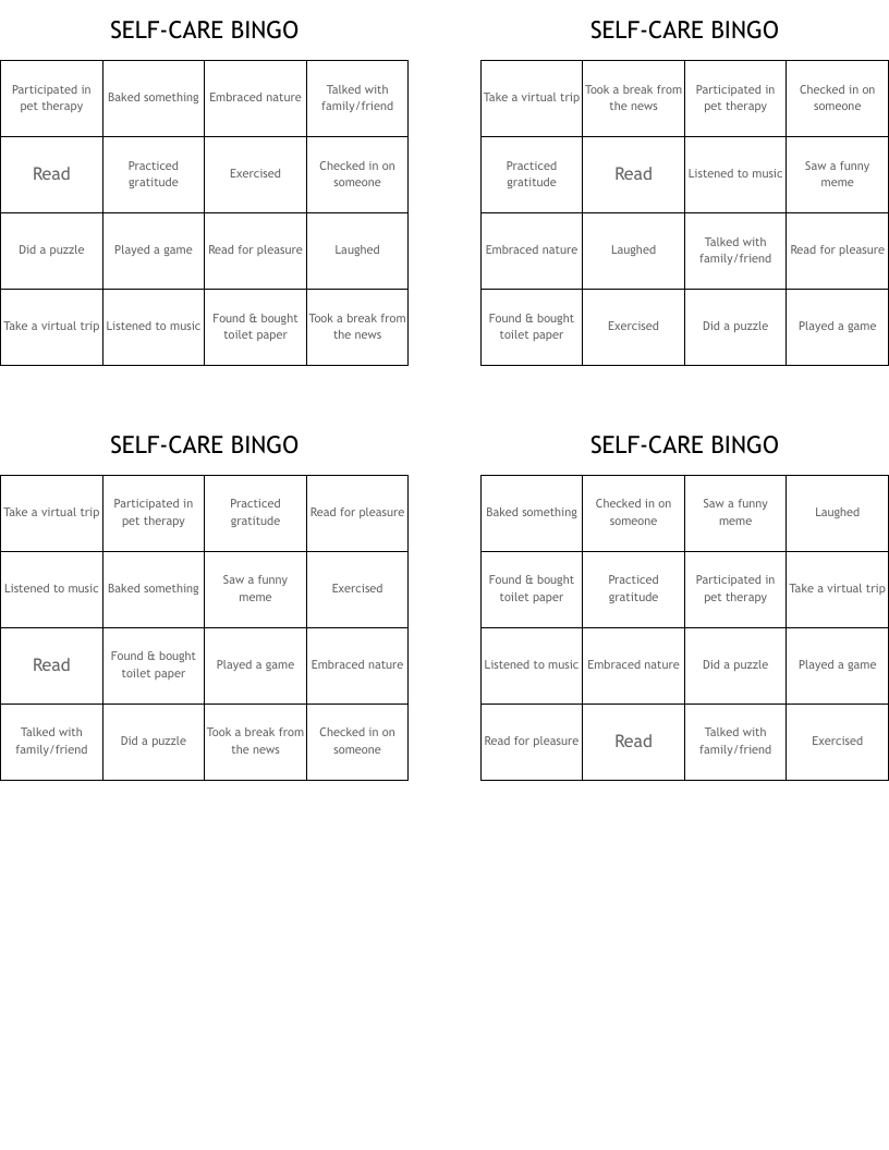 SELF-CARE BINGO