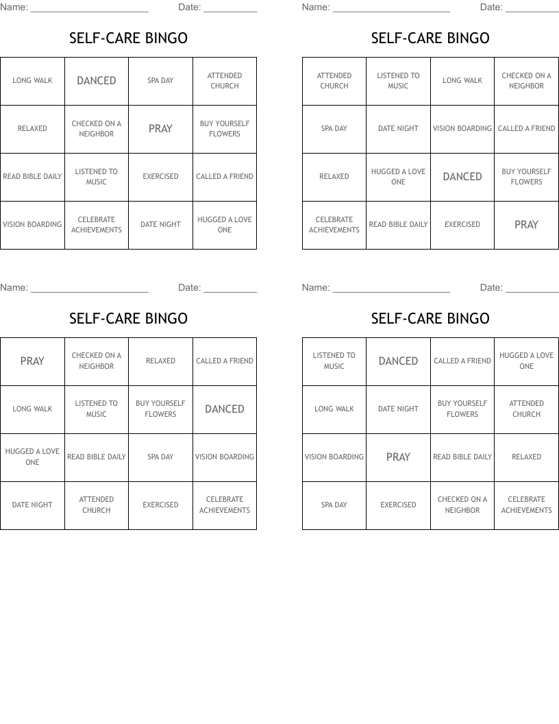 SELF-CARE BINGO 