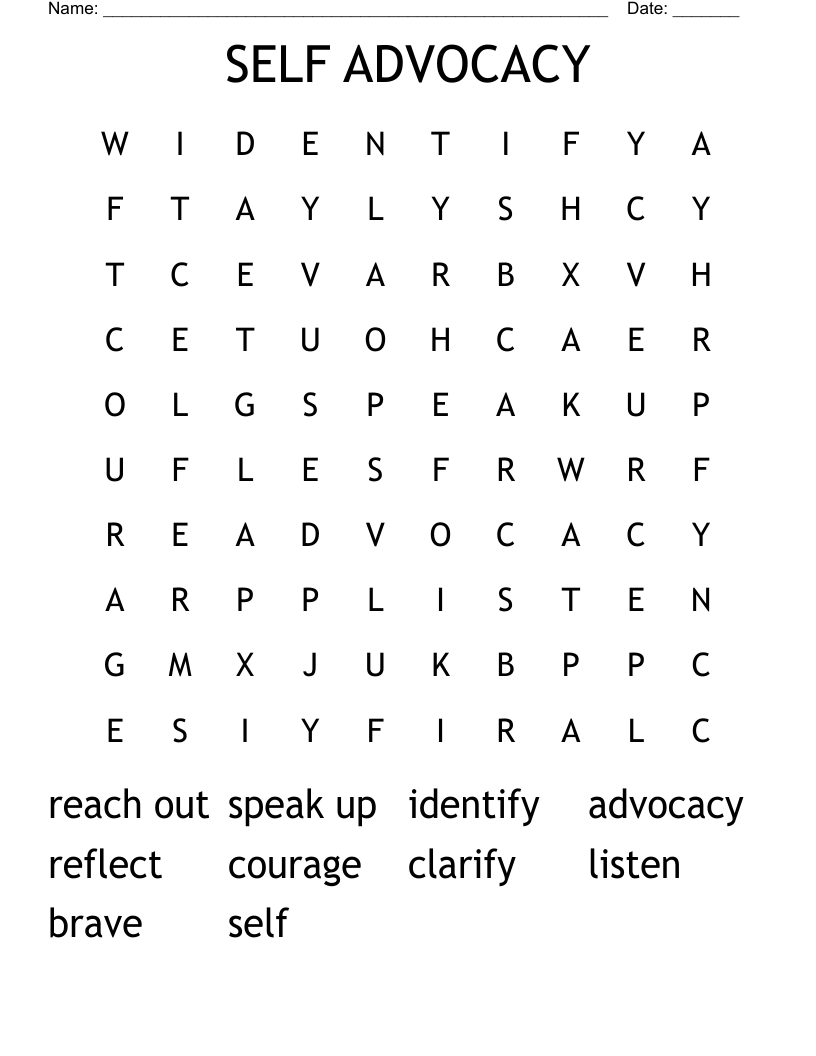SELF ADVOCACY Word Search