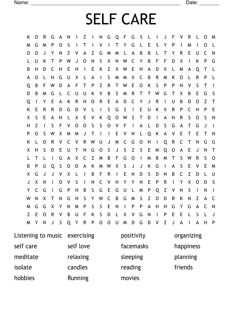 SELF CARE Word Search
