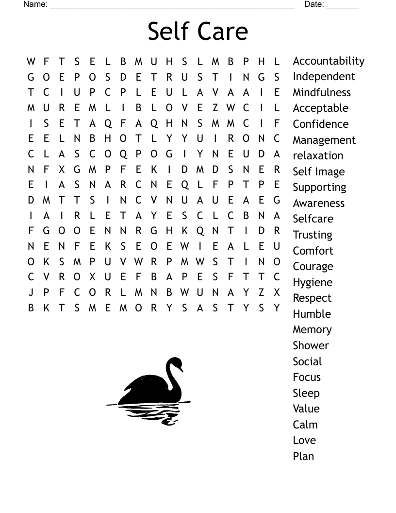 Self Care Word Search