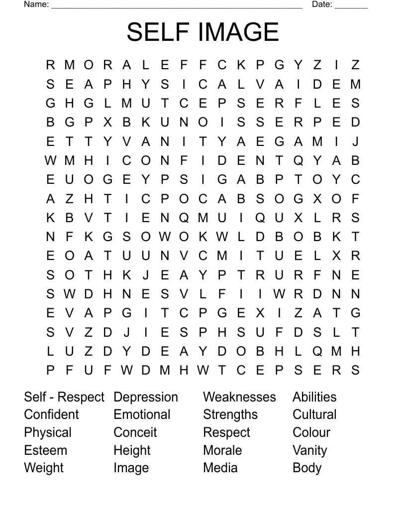SELF IMAGE Word Search