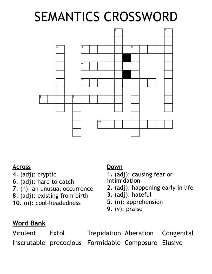 SEMANTICS CROSSWORD