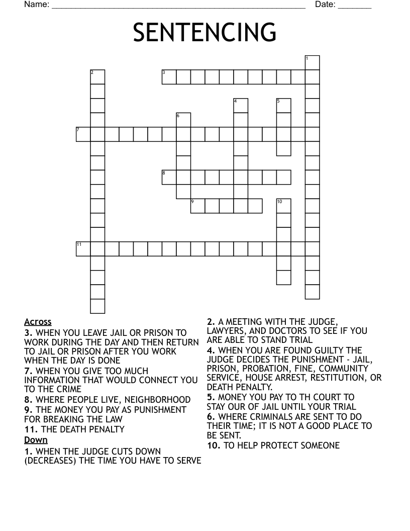 SENTENCING Crossword