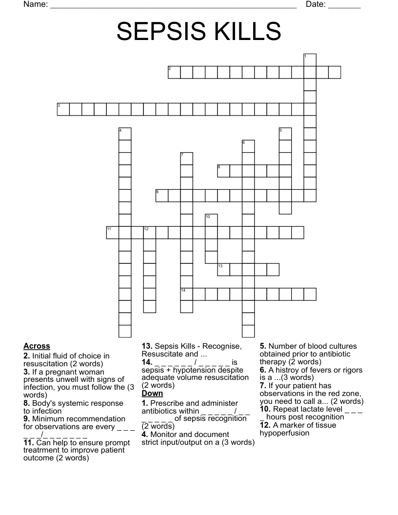 SEPSIS KILLS Crossword
