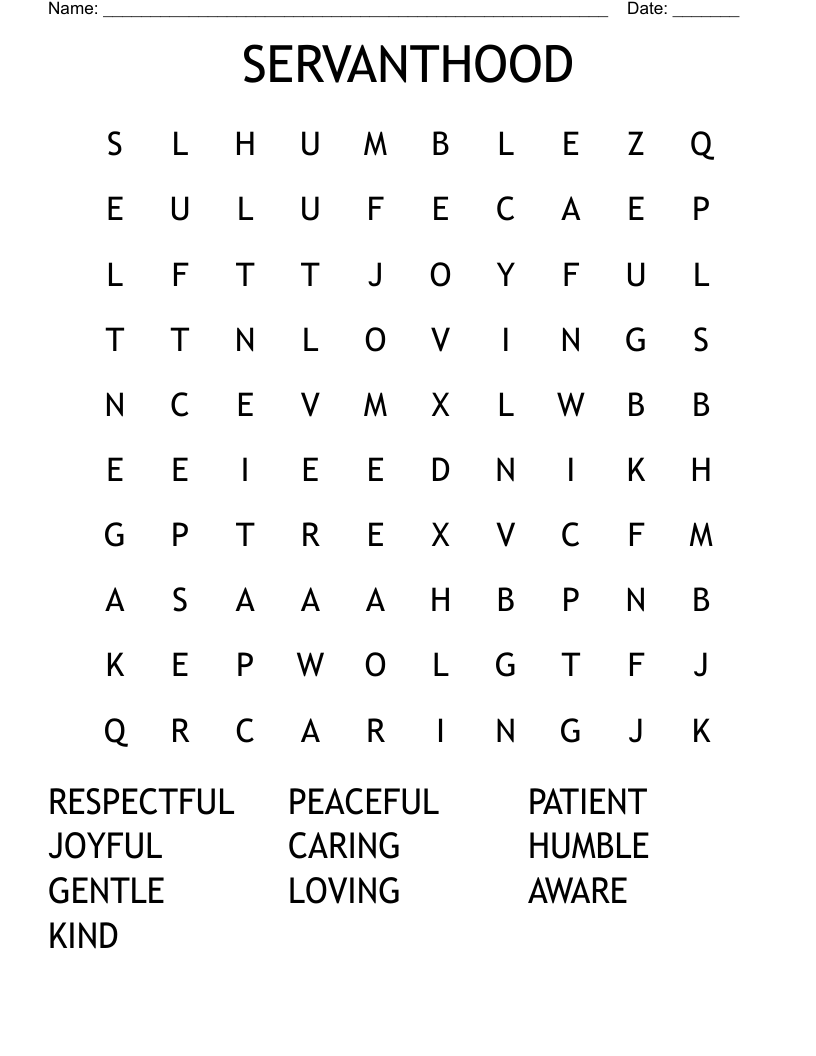 SERVANTHOOD Word Search