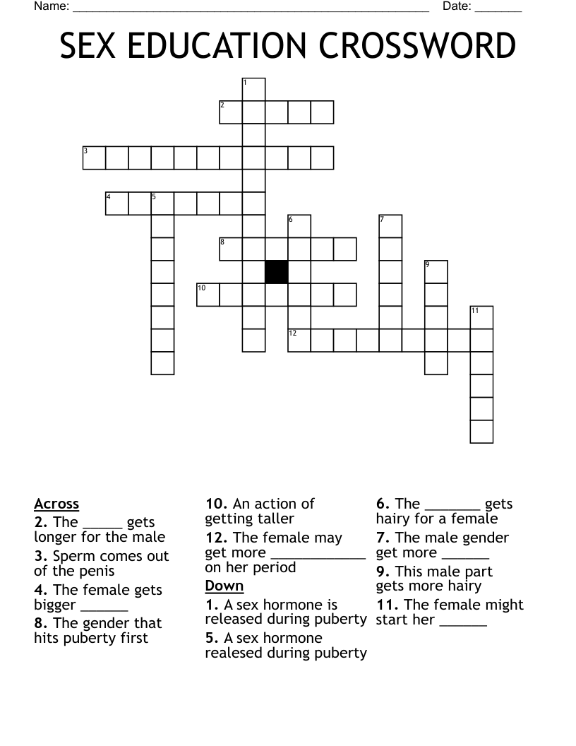 SEX EDUCATION CROSSWORD