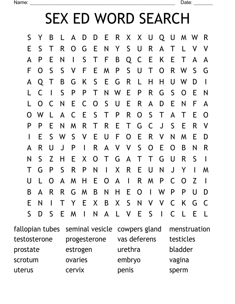 SEX ED WORD SEARCH