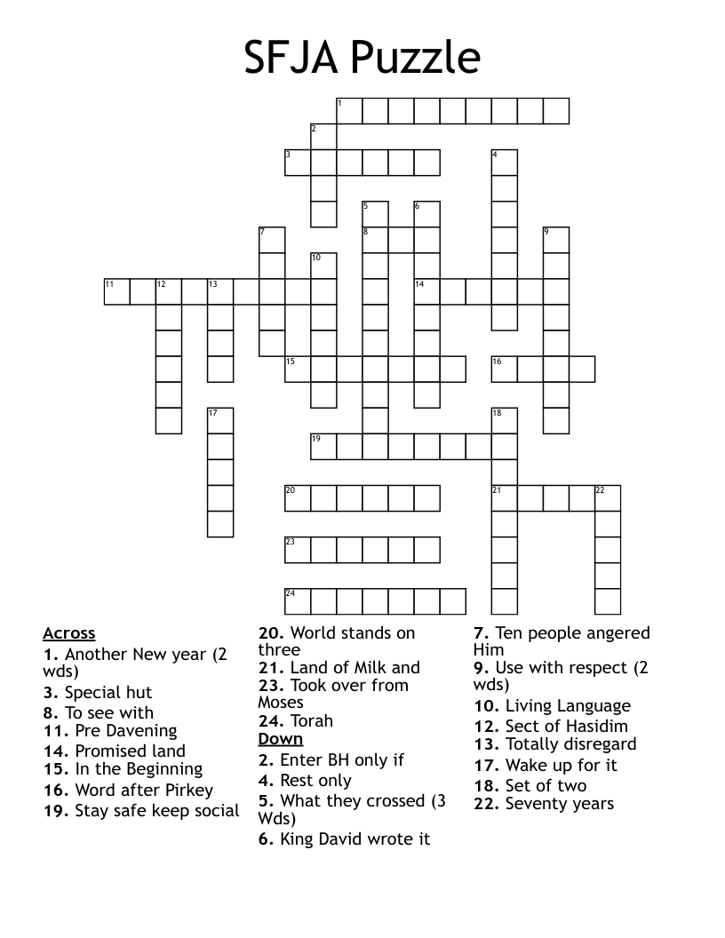 SFJA Puzzle Crossword